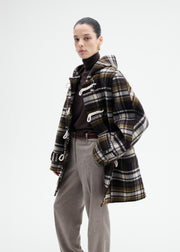 Checked Wool Duffle Coat - Brown Multi - CO Collections